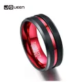 Bague en carbure de tungstène noir et rouge pour homme finition 256 bords biseautés taille 7 à