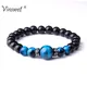 Bracelets en pierre naturelle pour hommes Bracelets yeux de tigre bleu Royal énergie saine