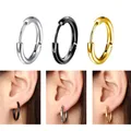 Boucles d'oreilles créoles en acier au titane pour hommes et femmes cercle d'oreille rond lisse