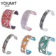 Yoiumit-Bracelet manchette en acier inoxydable pour femme bracelet en cuir réversible bijoux