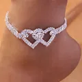 Huitan – Bracelet de cheville en forme de cœur pour femmes bijoux de luxe pieds nus pavé blanc