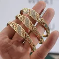 Bracelets en or plaqué or de Dubaï pour femmes manchette ouverte sur le côté bracelet à breloques