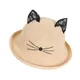 Chapeau melon en paille tissée pour femme oreilles de chat de dessin animé crème solaire de