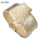 ALLYES – Bracelet en cuir couleur Champagne or pour femmes breloques minimalistes large bijoux à