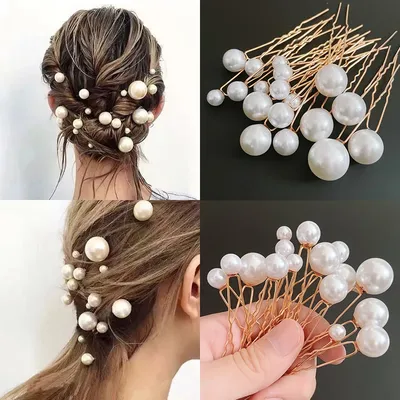 Épingles à cheveux en métal en forme de U pour femmes pince à cheveux imitation de perle