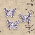 Pendentifs en forme de papillon 20 pièces 14x18mm couleur Bronze Antique couleur argent