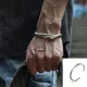 Bracelet manchette en métal torsadé pour hommes breloque punk simple document argenté