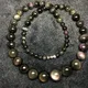 Collier en pierre d'obsidienne naturelle pour femmes bijoux œil d'arc-en-ciel perles rondes