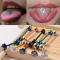 Piercing anti-allergie en acier lot de 2 pièces générateur langue haltère anneaux mode bijoux