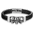 Bracelet tête de mort tissé en cuir gothique dominateur pour hommes tendance hip hop mode rock