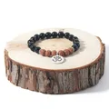 Rudraksha – Bracelet d'énergie en Onyx noir pour hommes et femmes bijou Semi-précieux avec corde