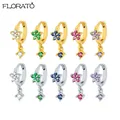 Boucles d'oreilles créoles en forme de fleur pour femmes bijoux d'oreille argent regardé 925