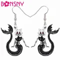 BONSNY-Boucles d'oreilles pendantes en acrylique pour femmes et filles bijoux d'animaux crâne