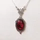 Collier en cristal de quartz rouge vintage pour femme pendentif papillon en cristal camée plaqué