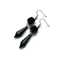 Goth-Boucles d'oreilles roses noires avec perles en forme de larme noire style vintage victorien