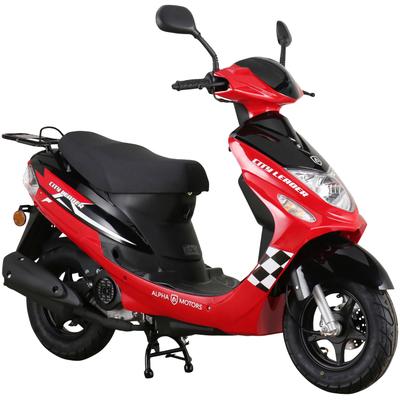 Motorroller ALPHA MOTORS "CityLeader", rot (rot, schwarz), Motorroller & Mofas, 45 km/h, B:68cm H:105cm L:183cm