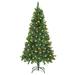 The Holiday Aisle® Artificial Pre-lit Christmas Tree w/ Pine Cones Xmas Tree Decoration, Steel in Green | 35 W in | Wayfair
