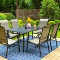 Lark Manor™ 6-person Rectangle Patio Dining Set Metal in Black | 60 W x 38 D in | Wayfair 293014F5633B4113B7C335C822C5DD44