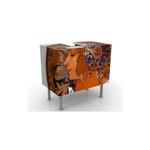 Micasia – Waschbeckenunterschrank – Loren – Vintage Badschrank Orange Braun Größe: 55cm x 60cm