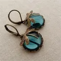 Boucles d'oreilles libellule en bronze vintage pour femmes boucles d'oreilles pendantes en pierre