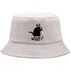 Petit chat noir et couteau lettre drôle hommes Panama chapeau unisexe mode bob chapeaux pour homme