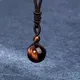 Colliers porte-bonheur en pierre d'oeil de tigre pour femmes chaîne ronde en corde obsidienne rétro