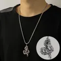 Colliers rétro dragon chinois pour hommes hip hop pendentif en acier titane chaîne de chandail