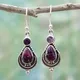 Zunderes-Boucles d'oreilles pendantes en argent avec agate violette pierre de lune crochet long