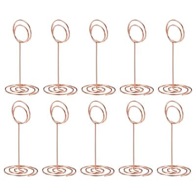 3.3 Inch Table Number Holder, 10 Pack Wire Card Round Shape Clips, Rose Gold - Rose Gold