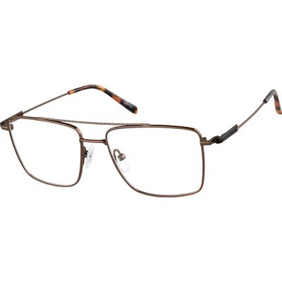 Zenni Aviator Glasses Brown Titanium Full Rim Frame