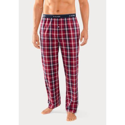 Webhose S.OLIVER, Herren, Gr. 52/54 (L), N-Gr, rot (rot, kariert), Web, Obermaterial: 100% Baumwolle, kariert, Basic, lang, Hosen Pyjamahose Homewear Hose, mit Markenlogo im Bund Image