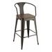 Williston Forge Round Wooden Swivel Counter Stool w/ Padded Seat & Back 42 Wood/Metal in Black/Brown | 41.5 H x 21 W x 21.25 D in | Wayfair