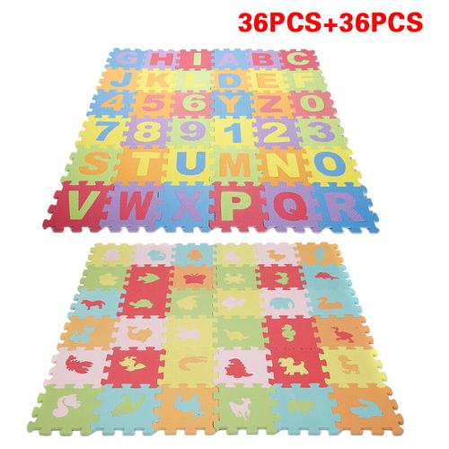 72x Kinder Puzzlematte Spielmatte Bodenmatte Lernmatte Baby Kinder Schutzmatten Sets（Alphabet
