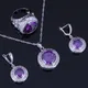 Très bon rond violet cubique zircone blanc CZ 925 bijoux en argent Sterling ensembles pour femmes