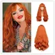 SuQ-Perruque Synthétique Bouclée Orange pour Femme Cheveux Longs Naturels Vague d'Eau Cosplay