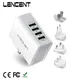 LENCENT – adaptateur secteur de voyage adaptateur secteur International avec 4 Ports USB chargeur