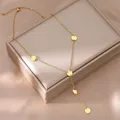 Mini collier rond géométrique Simple en acier inoxydable pour femmes pendentif longues chaînes à