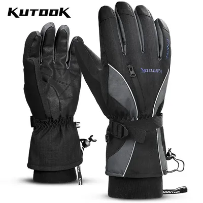 KUTOOK-Gants de ski thermiques imperméables et coupe-vent pour homme accessoires de motoneige