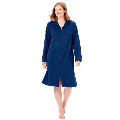 Plus Size Women's Short Hooded Sweatshirt Robe by Dreams & Co. in Evening Blue (Size 1X)