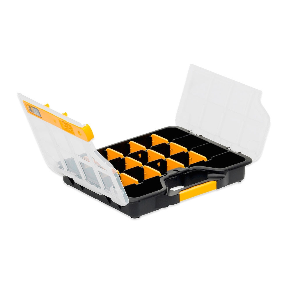 PROREGAL 10x Sortimentskasten EuroPlus Basic | HxBxT 5,5x29,5x23,5cm | Schwarz-Transparent-Grau Image