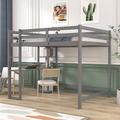 Harriet Bee Full Size Loft Bed w/ Built-In Desk & Shelves Wood in Gray | 65.4 H x 58.5 W x 79.3 D in | Wayfair 742C735466E8404DB81358633B56562D