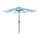 Arlmont & Co. Izela 9ft Striped Patio Umbrella w/ Push Button Tilt for Outdoor Metal in Blue/White/Navy | 91 H x 108 W x 108 D in | Wayfair