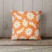 East Urban Home Eco-fill Indoor/Outdoor Floral Square Throw Cushion Eco-Fill/Polyester in Orange | 16 H x 16 W x 4 D in | Wayfair