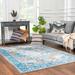 Mardin 6'7" x 9' Gray/Navy/Light Blue/Beige/Beige/Turquoise/Aqua Area Rug - Hauteloom