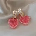 Boucles d'oreilles goutte de coeur d'amour rose doux mignon pour les femmes boucle d'oreille en