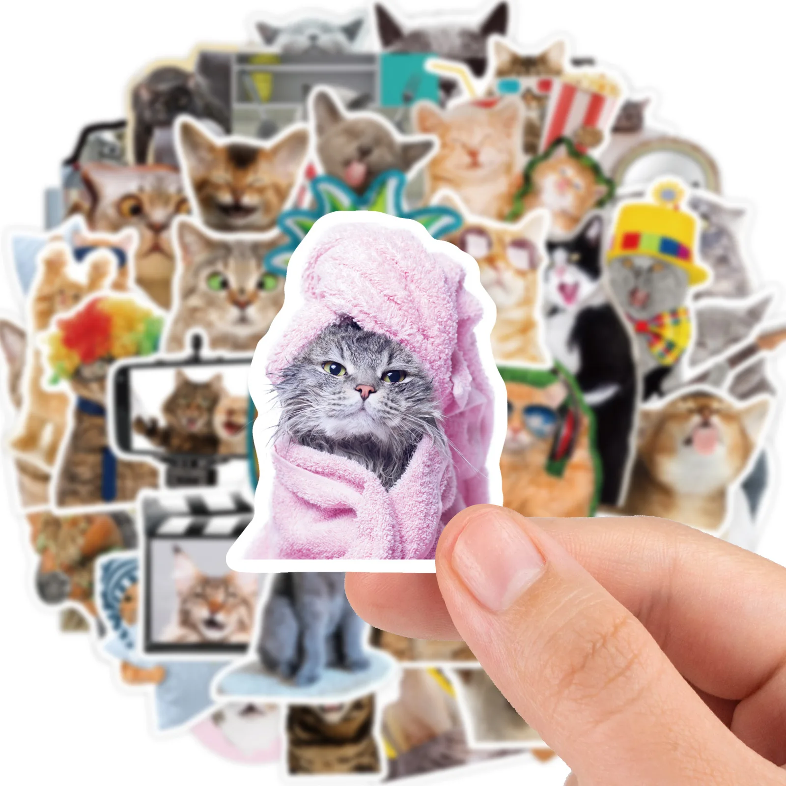 10/30/65 pièces drôle chat autocollants Kawaii mignon dessin animé décalcomanies bricolage Skateboard cahier bagages téléphone réfrigérateur vélo PVC voiture autocollant jouets