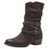 Cowboy Stiefelette MARCO TOZZI, Damen, Gr. 37, braun (dunkelbraun), Nubuklederimitat, used, klassisch, Schuhe Cowboyboots Cowboy-Stiefelette Stiefelette, Blockabsatz, Kurzstiefel, Westernstiefelette mit Flecht-Zierriemchen