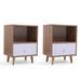 Set of 2 Mid Century Bedside Table, Nightstand with Drawer and Shelf Storage, Side Accent Table for Living Room Bedroom