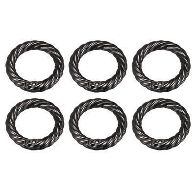 Purse Strap Rings, 6Pcs 29mm O Ring Metal Spring Snap Buckle for DIY Bag, Black