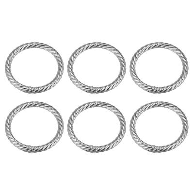 Purse Strap Rings, 6Pcs 47mm O Ring Metal Spring Snap Buckle for DIY Bag, Silver - Silver Tone